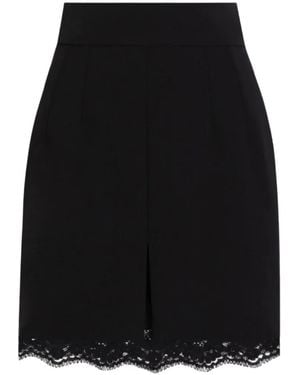 Dolce & Gabbana Falda De Lana Con Doble Crepé - Negro