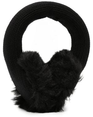 Moncler Grob Gestrickte Ohrenschützer Aus Faux Fur - Schwarz