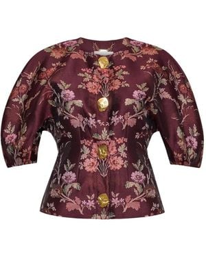Cara Cara Fletcher Floral-Jacquard Top - Red