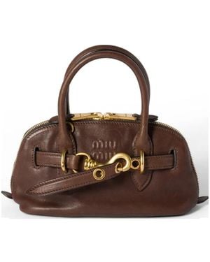 Miu Miu Bolso Aventure De Piel De Napa - Marrón