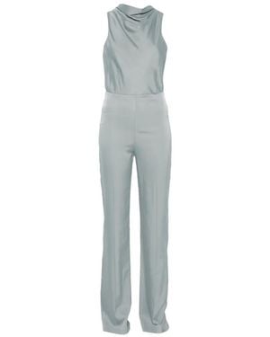 Patrizia Pepe Cut-Out Satin Jumpsuit - Blue