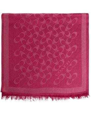 COACH Sciarpa Con Monogramma E Frange - Rosso