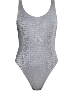 Balmain Badpak Met Logoprint - Grijs