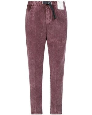 White Sand Belted Corduroy Pants - Purple