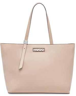 HUGO Belt-Buckle Logo Tote Bag - Natural