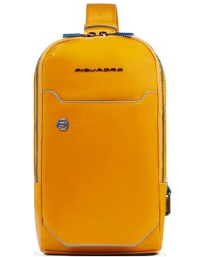 Piquadro Logo-Detail Leather Crossbody Bag - Yellow