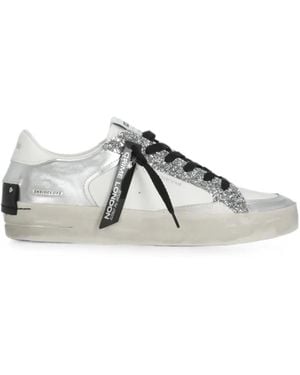 Crime London Skate Deluxe Glitter-Embellished Trainers - White