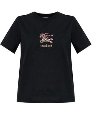 Burberry Camiseta con motivo floral - Negro