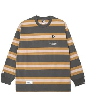 Aape By A Bathing Ape Moonface Striped Long-Sleeve T-Shirt - Natural
