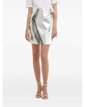 Never Fully Dressed Metallic Wrap Skirt - White