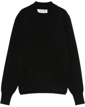 Rohe Knitted Polo Top - Black