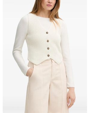 Marc O' Polo Cardigan Côtelé Sans Manches À Col V - Natural