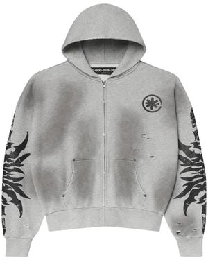 LOSTSHDWS Acid Wash Zip Hoodie - Grey