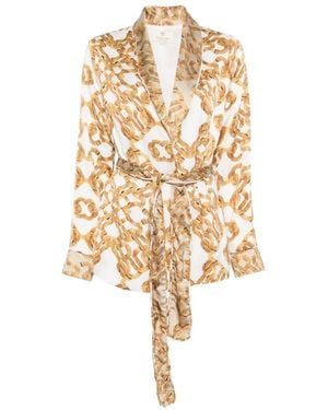Twinset Rope-Print Belted Jacket - Metallic