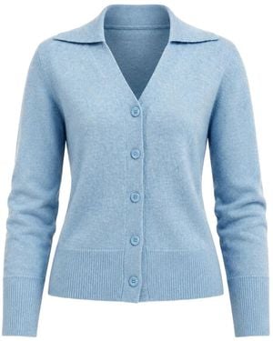 Autumn Cashmere Cárdigan Jonny Collar De Manga Larga - Azul