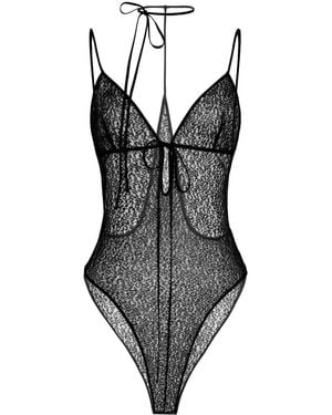 Aleksandre Akhalkatsishvili Halterneck Lace Bodysuit - Black