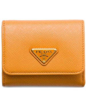 Prada Petit Portefeuille En Cuir - Orange