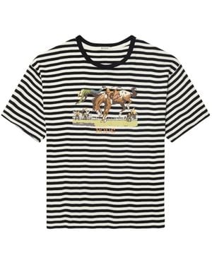 Bode Rodeo Striped Horse-Print T-Shirt - Black