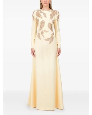 Dina Melwani Embellished Maxi Dress - Natural