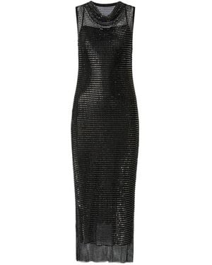 Pinko Crystal-Embellished Mesh-Knit Midi Dress - Black