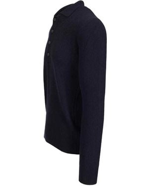 Al Duca d'Aosta Ribbed-Knit Polo Jumper - Blue