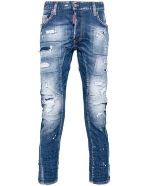 DSquared² Tidy Biker Slim-Fit-Jeans Im Distressed-Look - Blau