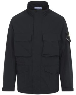 Stone Island フラップポケット ロゴパッチ ジャケット - ブルー