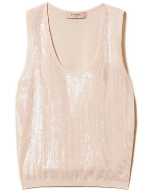 Twinset Sequined Top - Natural