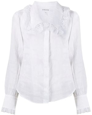 FRAME Lace-Detailed Concealed Shirt - White