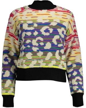 Desigual Gestreepte Trui Met Luipaard-Print - Blauw