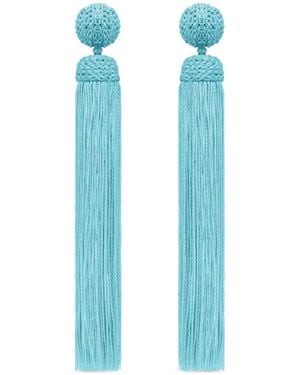 Oscar de la Renta Silk Rope Tassel Clip-On Earrings - Blue