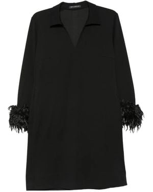 Betty Barclay Feather-Trim Spread-Collar Mini Dress - Black
