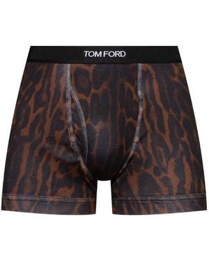 Tom Ford Leopard-Print Boxers - Black