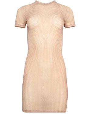 Jean Paul Gaultier Spiral-print Mesh Mini Dress - ナチュラル