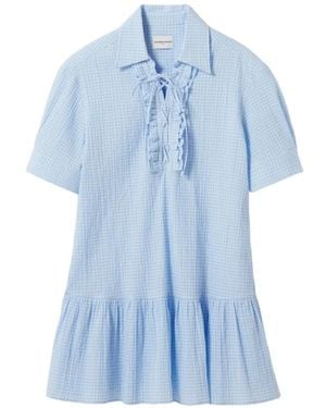 Claudie Pierlot Ruffled Shirt Mini Dress - Blue