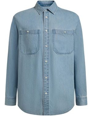 12 STOREEZ Lightweight Denim Shirt - Blue