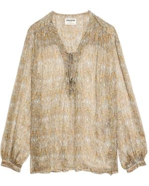 Zadig & Voltaire Tamela Lace-Up Blouse - Natural