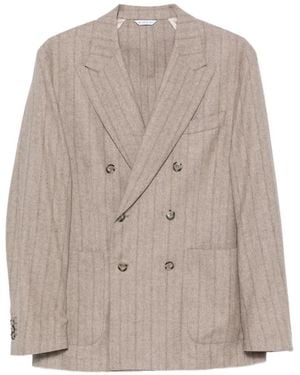 Manuel Ritz Double-Breasted Pinstripe Suit - Grey