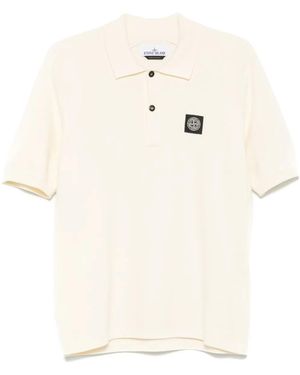 Stone Island Logo-Patch Polo Shirt - Natural