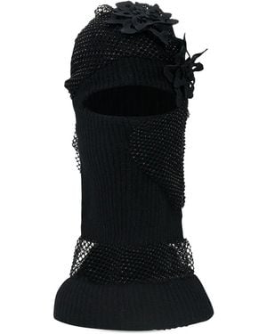 Who Decides War Balaklava Mit Blumenapplikation - Schwarz