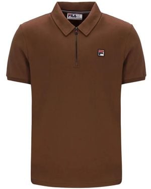 Fila Ettore Logo-Patch Polo Shirt - Brown