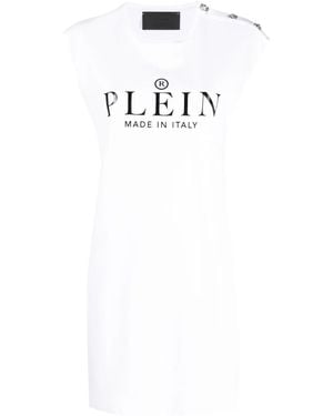 Philipp Plein Logo Print T-Shirt Dress - White