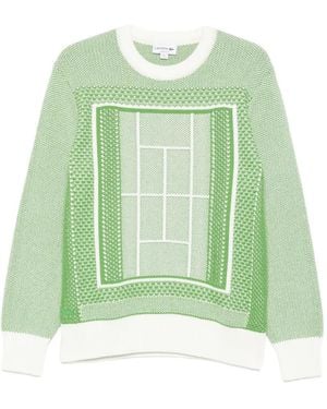 Lacoste Tennis Court Jacquard-Graphic Sweater - Green