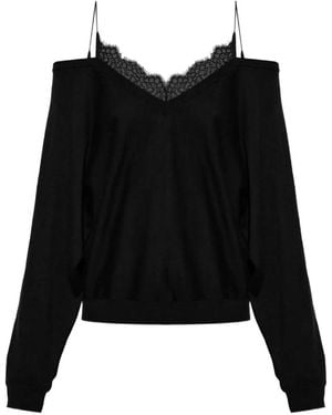 IRO Ivoire Lace-Trim Cold-Shoulder Jumper - Black