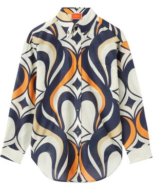 La DoubleJ Better Than Your Boyfriend's Abstract-Print Shirt - Blue