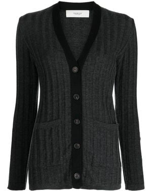 Pringle of Scotland Ribbed-Knit Wool-Blend Cardigan - Black