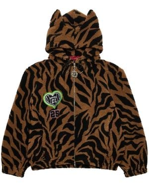 Chopova Lowena Tiger Print Hooded Sweatshirt - Brown