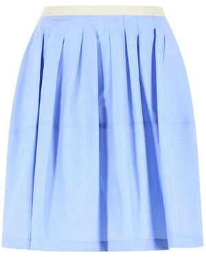 Marni Pleated Cotton Mini Skirt - Blue