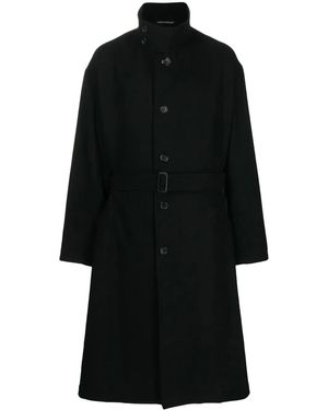 Yohji Yamamoto Cappotto Monopetto Con Cintura - Nero