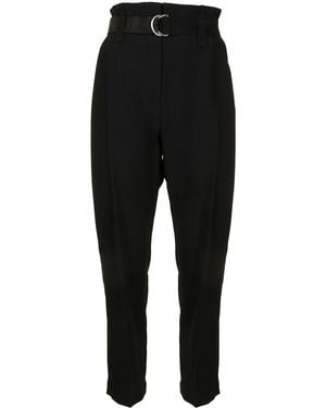 GOODIOUS Cropped Belted Trousers - Black